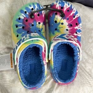 Tie Dye lined Crocs